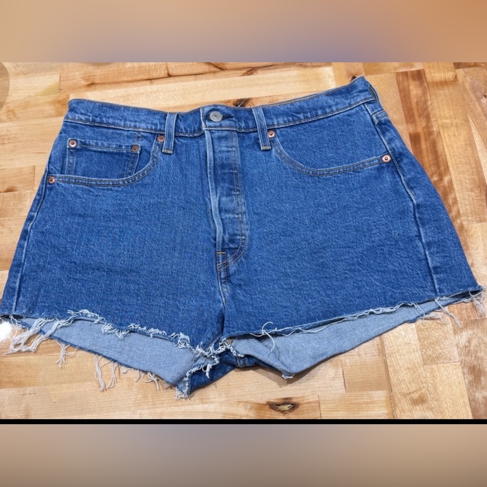 Levi's 501 Dark Blue Cutoff Denim Shorts